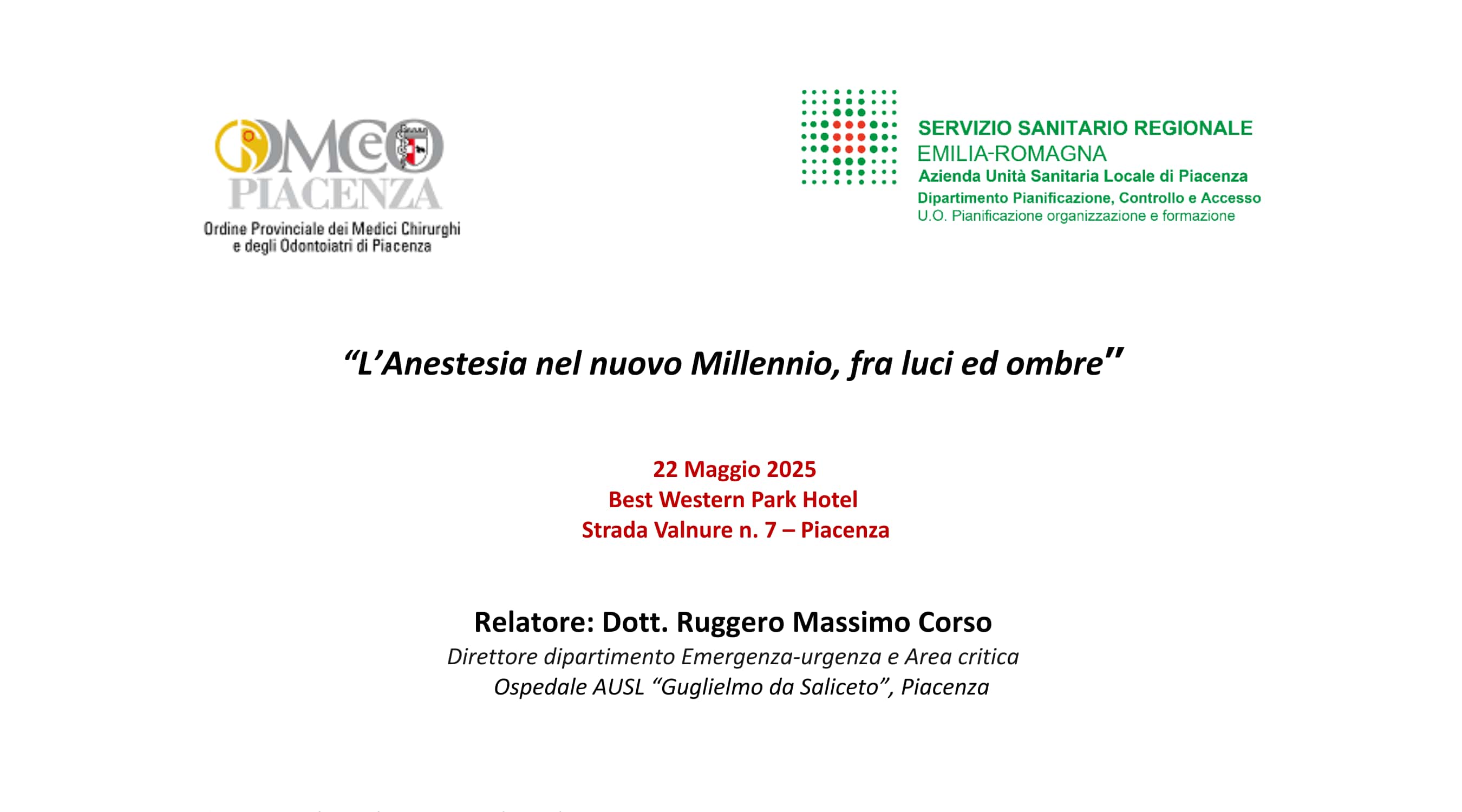 Clicca per accedere all'articolo I Giovedì dell’Ordine - "L’Anestesia nel nuovo Millennio, fra luci ed ombre"